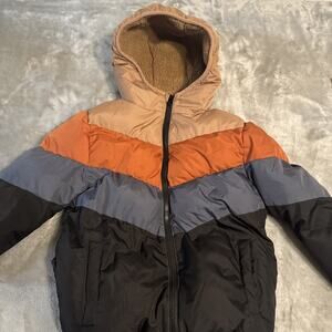 Swiss Tech Boy Childs 5T Hooded Puffer Jacket Color block Preowned Exc Con'd